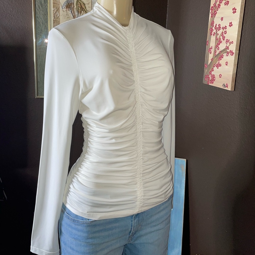 NWOT A.L.C Ansel runched ivory long sleeve large top